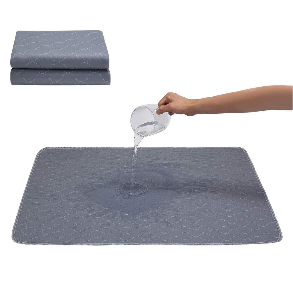 JdPet Washable Dog Pee Pads+Free Grooming Gloves - Reusable Whelping Pads,Waterproof Dog Mat Non-Slip Puppy Potty Training Pads for Dogs, Cats, Bunny 31"X36"(2Pack) Grey - PawsPlanet Australia