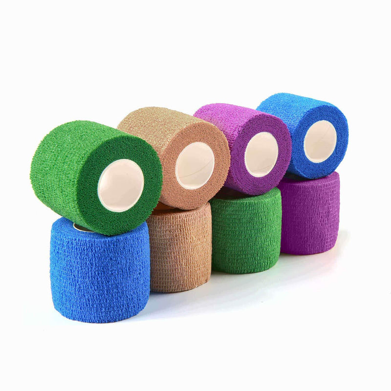 WePet Vet Wrap, Vet Tape Bulk Self-Adherent Gauze Rolls Non-Woven Cohesive Bandage First Aid for Dogs Cats Horses Birds Animals Strong Sports Tape for Wrist Ankle 2 Inch x 8 Rolls (4 Colors) - PawsPlanet Australia