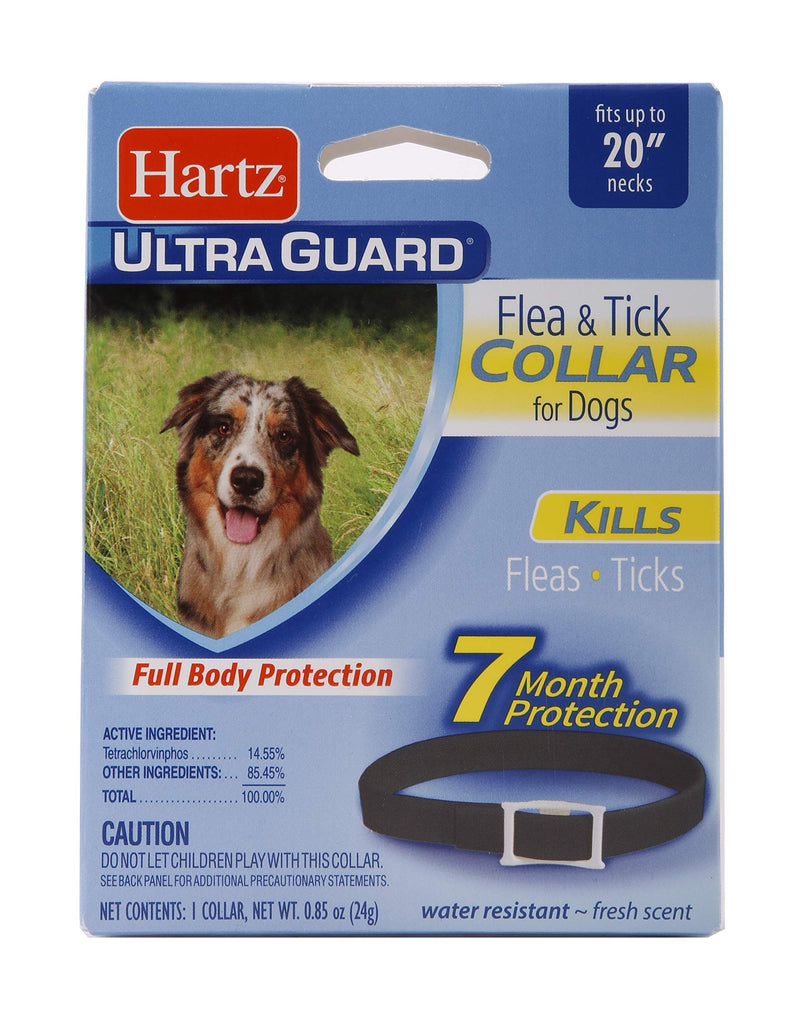 Hartz UltraGuard Flea & Tick Collar for Dogs and Puppies, 7 Month Flea and Tick Protection and Prevention Per Collar, Black, Up to 20 Inch Neck - PawsPlanet Australia