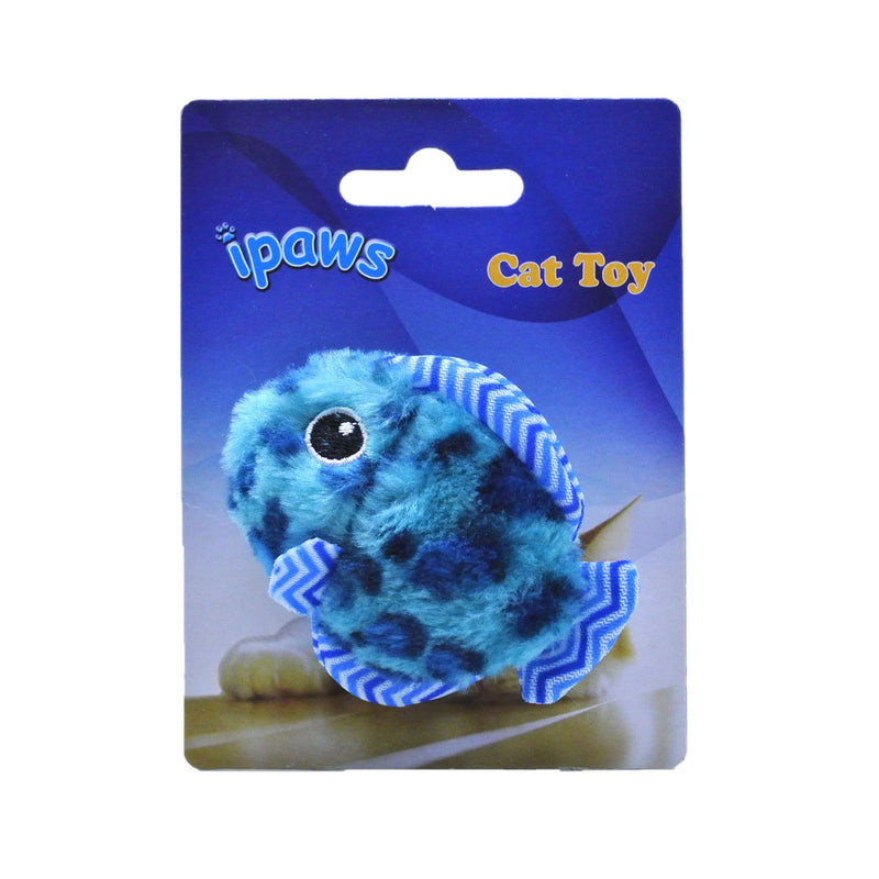 [Australia] - ipaws 8.5cm Stuffed Fish Plush Catnip Cat Toy Blue 