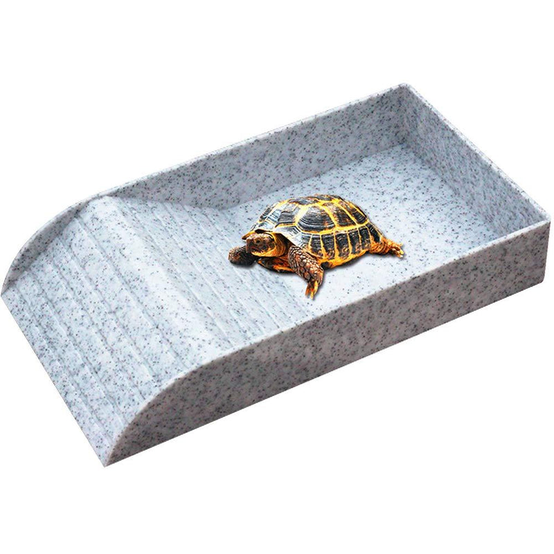 WINGOFFLY Large Reptile Feeding Dish with Ramp and Basking Platform Plastic Turtle Food and Water Bowl Also Fit for Bath Aquarium Habitat for Lizards Amphibians Emulational Granite - PawsPlanet Australia