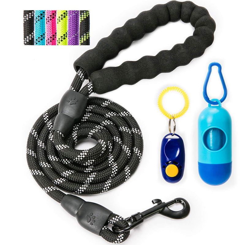 [Australia] - yipet 5 ft Dog Leash Comfortable Padded Handle Highly Reflective at Night Durable Heavy Duty for Medium Large Dogs Black 