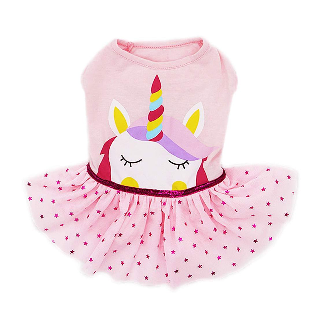 kyeese Dog Unicorn Dresses Girl Dog Dress Party Birthday Pet Apparel with Star Printing for Small/Medium Dogs Sundress Medium - PawsPlanet Australia