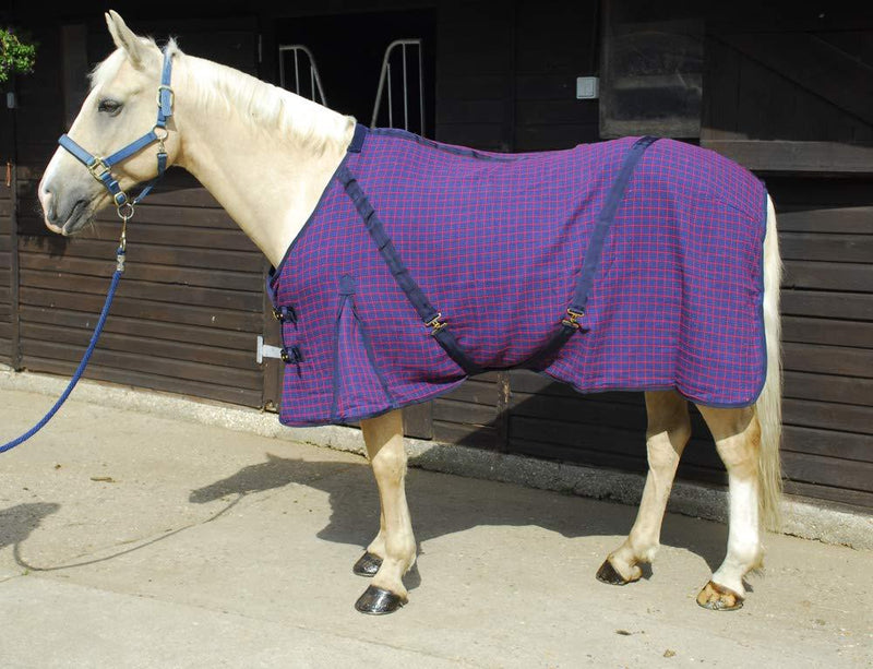 Rhinegold Box Weave Cooler Rug Navy/Red 6'3" - PawsPlanet Australia