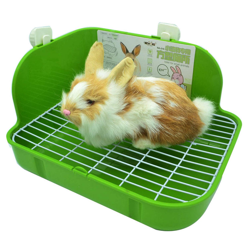 RUBYHOME Rabbit Litter Box Toilet, Plastic Square Cage Box Potty Trainer Corner Litter Bedding Box Pet Pan for Small Animals, Rabbits, Guinea Pigs, Chinchilla, Ferret, Galesaur, 11.4 Inches Green - PawsPlanet Australia