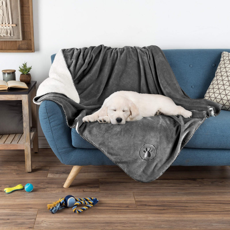 PETMAKER Waterproof Pet Blanket Collection – Reversible Throw Protects Couch, Car, Bed from Spills, Stains, or Fur, Dog and Cat Blankets Dark Gray Large - PawsPlanet Australia