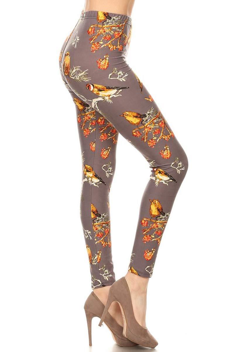 [Australia] - Leggings Depot REG/Plus Women's Buttery Printed Soft Leggings Pants BAT15 Yellow Birds 3X5X Plus (3X-5X / Size 22W-32W) 