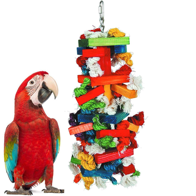 [Australia] - Mrli Pet Large Bird Knots Block Chewing Toys, Colorful N Entertaining, Keeps Bird Happy, Large, 16” X 6” X 6” Inches 