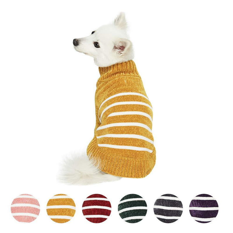Blueberry Pet 2020 New 10+ Patterns Soft & Warm Dog Coats - Windbreaker Jacket, Chenille Sweater and Dog Scarf 12" Mustard - PawsPlanet Australia