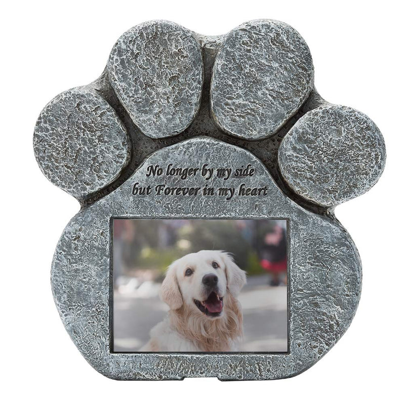 EXPAWLORER Pet Paw Memorial Stone with a Photo Frame and Sympathy Poem, Pet Loss Gigts in Garden Backyard Marker Grave Tombstone for Dogs Cats - PawsPlanet Australia