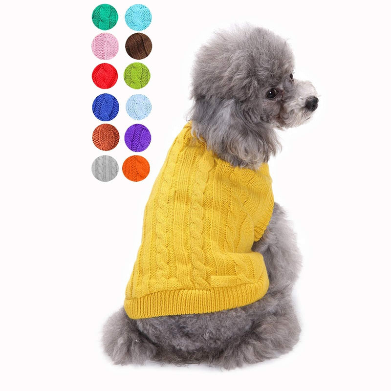 Small Dog Sweater, Warm Pet Sweater, Cute Knitted Classic Dog Sweaters for Small Dogs Girls Boys, Cat Sweater Dog Sweatshirt Clothes Coat Apparel for Small Dog Puppy Kitten Cat (X-Small, Yellow) X-Small - PawsPlanet Australia