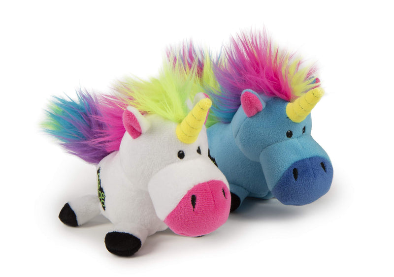[Australia] - goDog Gnomes and Unicorns with Chew Guard Technology Durable Plush Dog Toys with Squeakers 2 Pack Bundles Small 