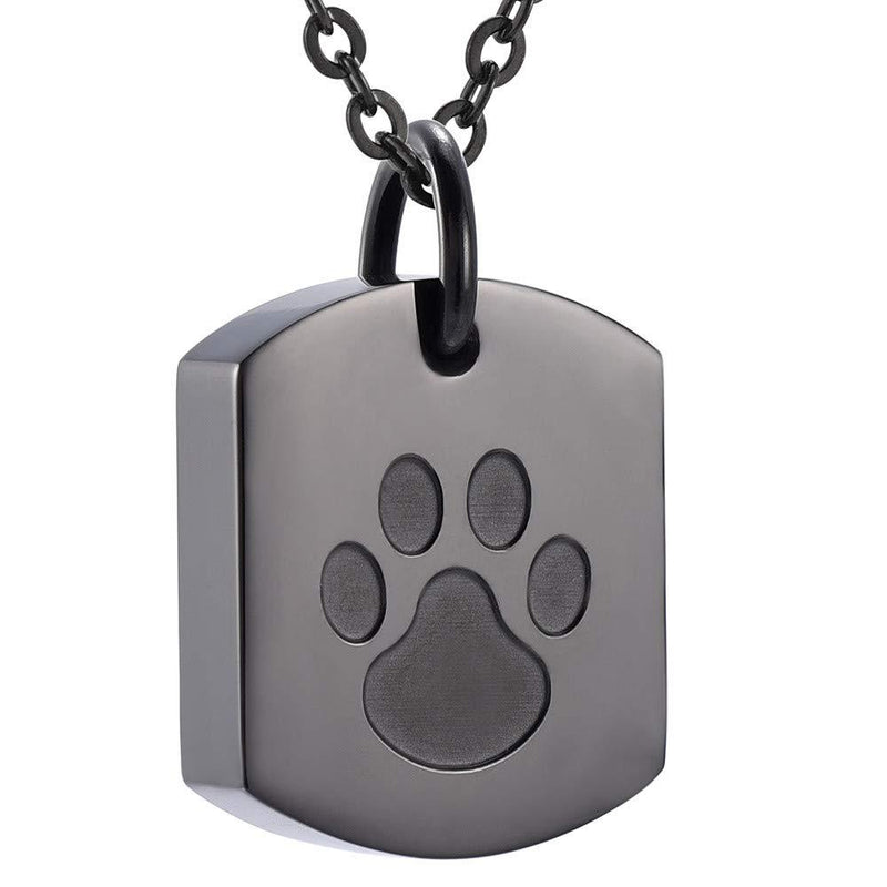 [Australia] - Cremation Jewelry for Ashes Dog Cat Paw Memorial Urn Necklace Pendant Locket for Pet Ash Keepsake Jewellery Black 