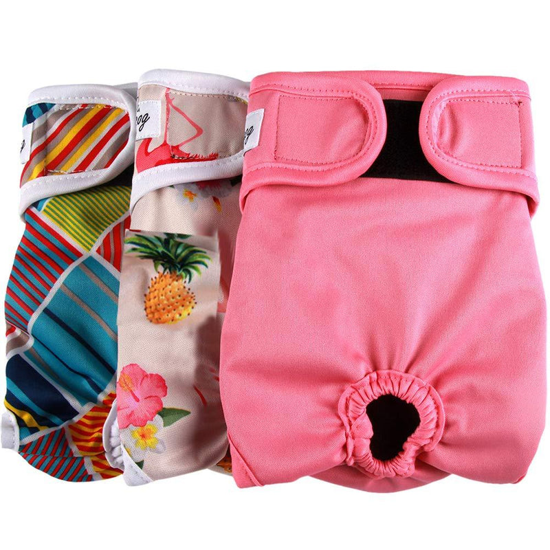 JoyDaog 3 Pack Small Dog Diapers for Female Reusable Premium Puppy Wrap Large (Pack of 3) Fashion Color(3pcs) - PawsPlanet Australia