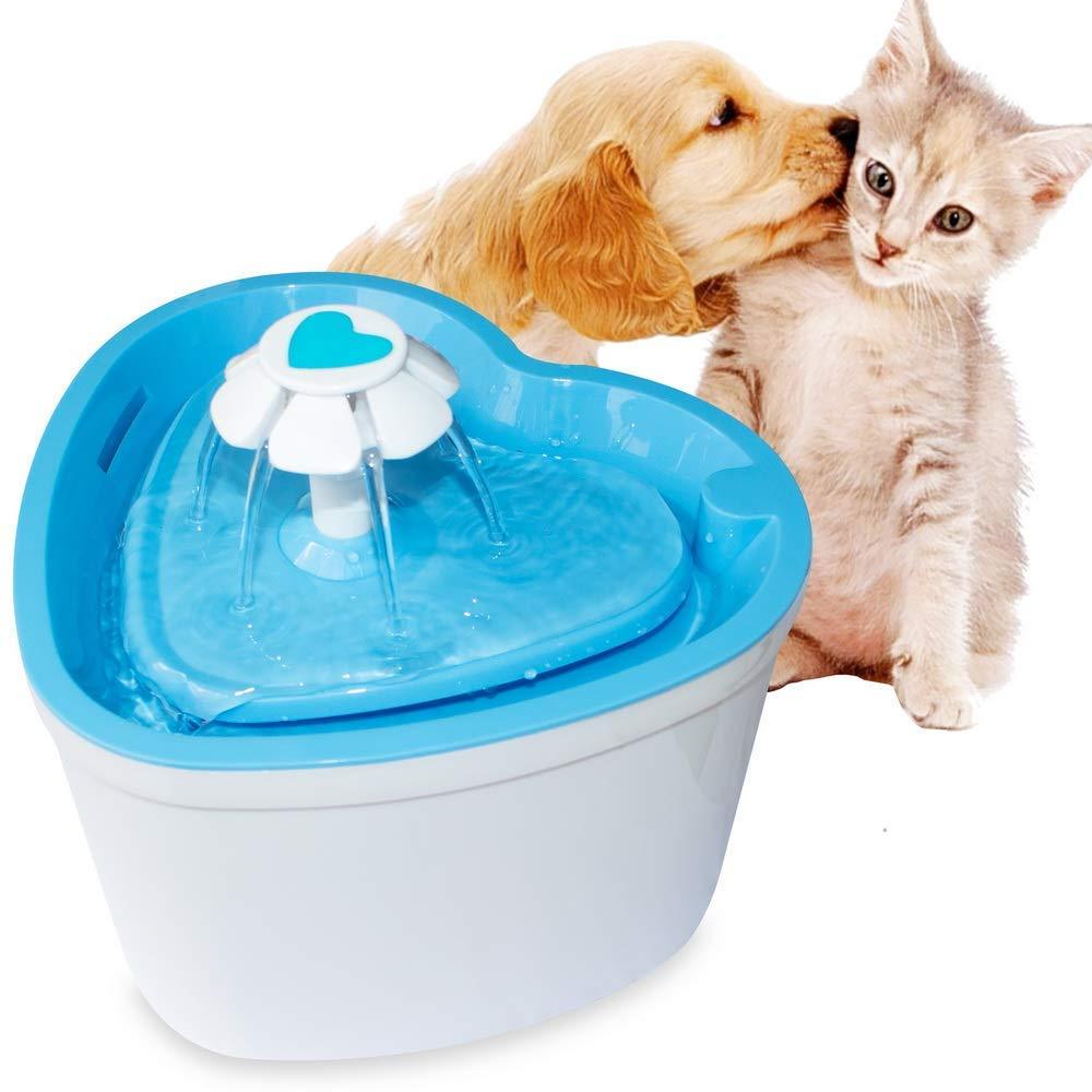 [Australia] - LOVSHARE Pet Water Fountain, 2L/68Oz Super Quiet Flower Automatic Water Bowel Healthy and Hygientic Heart Shape Pet Drinking Dispenser with 5 Replacement Filters for Dogs, Cats and Other Animals 