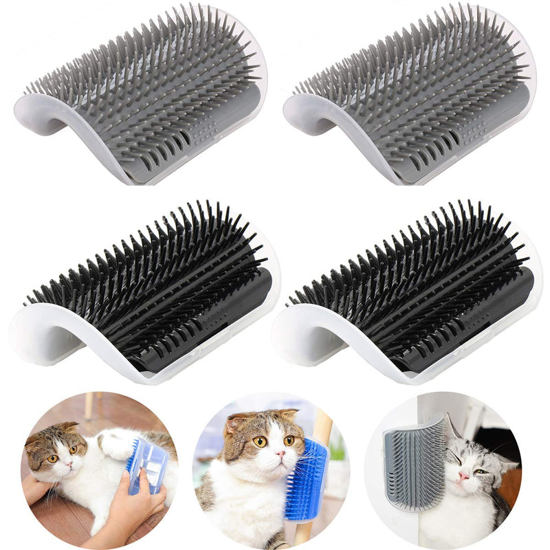 IMISNO Cat Self Groomer with Catnip Pouch,Cats Corner Massage Comb Grooming Brush Tool for Kitten Puppy 2 Black/2 Grey - PawsPlanet Australia