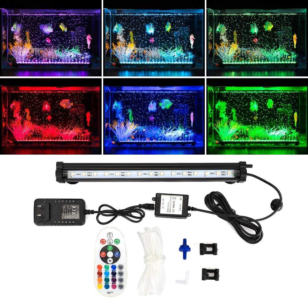 DOCEAN LED Aquarium Light, Acrylic Fish Tank Light, Upgraded LED Aquarium Light IP68 Waterproof Fish Tank Lights Submersible Underwater Aquarium Lights Rgb(11in/28cm)with Air Bubble - PawsPlanet Australia