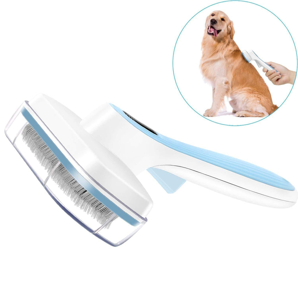 [Australia] - UPSKY Dog Brush & Cat Brush Self Cleaning Dog Slicker Brush Easy to Clean Pet Grooming Brushes Shedding Grooming Tools for Dogs & Cats with Long or Short Hair… Blue 