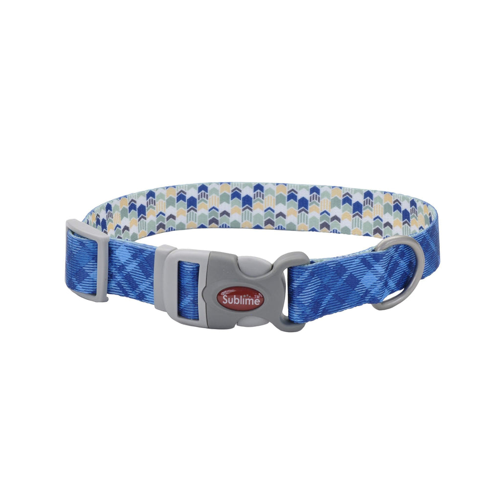 [Australia] - Sublime Adjustable Dog Collar, Navy Plaid Pattern, 3/4" x 8-12" 