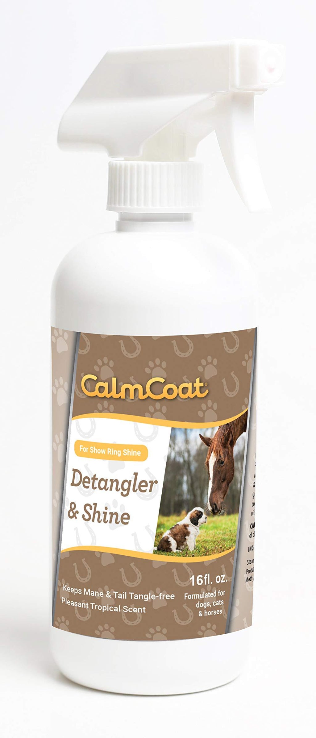 Calm Coat Detangler & Shine for Horses Cats & Dogs - Eliminates Tangles & Knots - Keeps Your Pet Cleaner for Longer - Works with Shampoo & Conditioner - Tropical Scent 16 oz - PawsPlanet Australia
