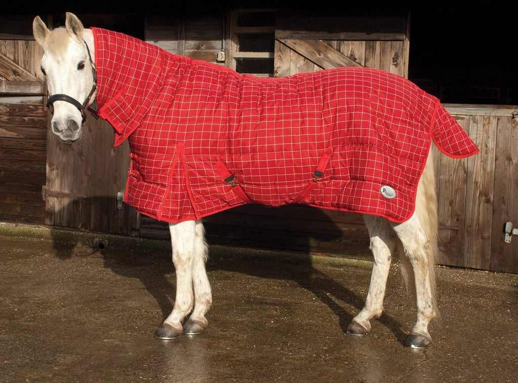 Rhinegold Dakota Full Neck Stable Quilt - 300gsm polyfill Red/White Check 6'0" - PawsPlanet Australia