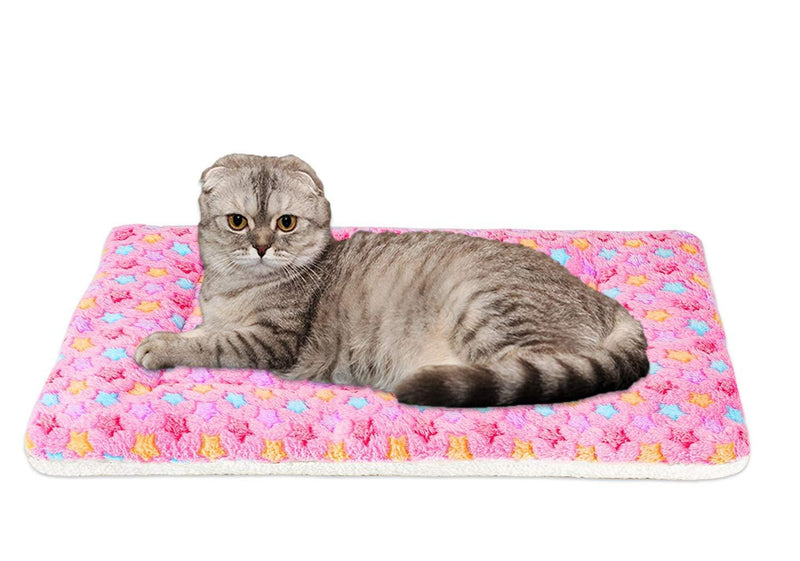 FJWYSANGU Pet Blanket Premium Fluffy Flannel Cushion Soft and Warm Mat for Dogs Cats L Star/Pink - PawsPlanet Australia