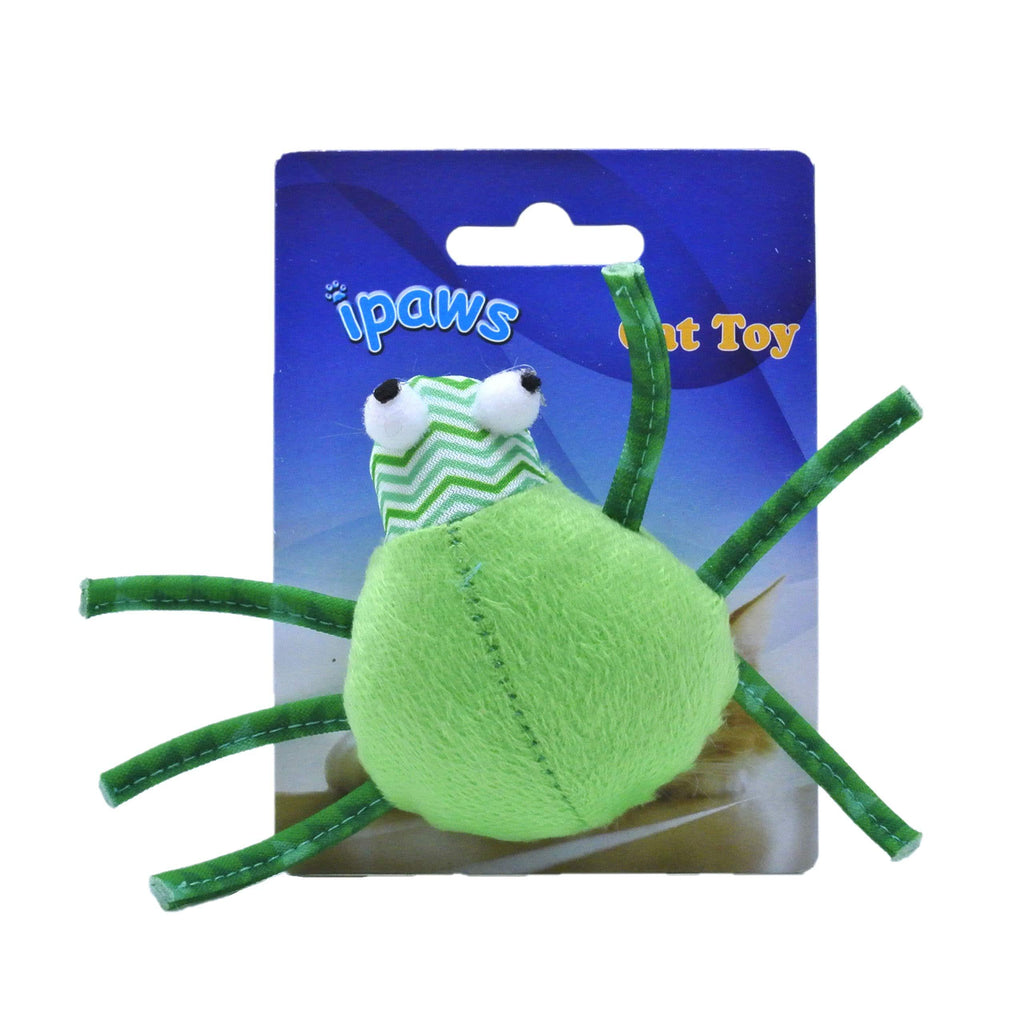 [Australia] - ipaws 6" Stuffed Spider Plush Catnip Cat Toy Green 