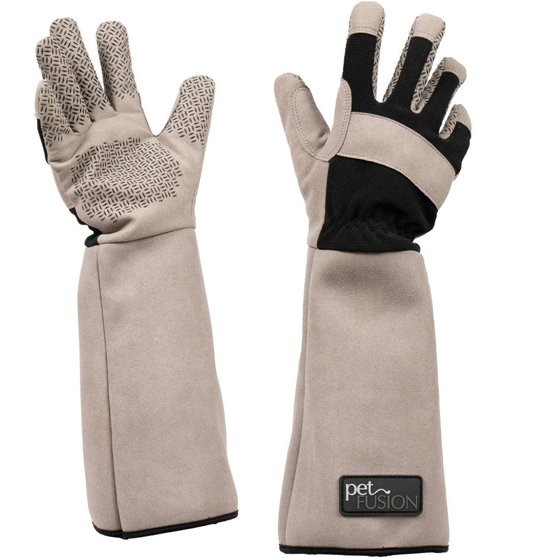 PetFusion Multipurpose Pet Glove for Grooming, Trips to Vet, Handling. [Puncture & Scratch Resistant, Water Resistant]. 12 Month Warranty for Manufacturer Defects Medium Grey - PawsPlanet Australia