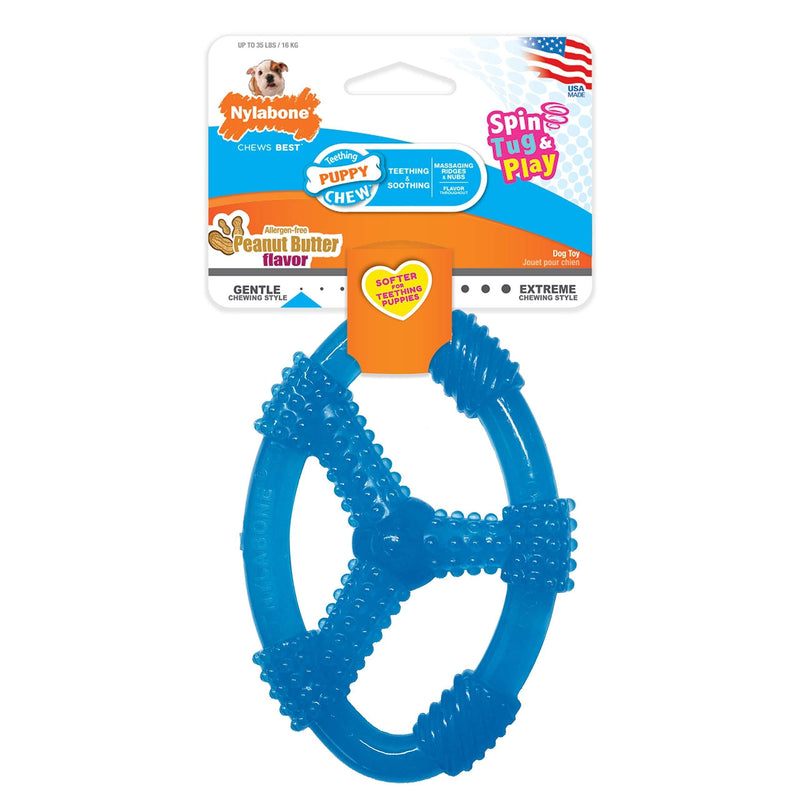 [Australia] - Nylabone Puppy Chew Ring Dog Toy Peanut Butter, Blue 