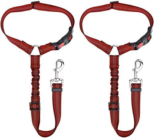 [Australia] - AutoWT Dog Seatbelt, 2 Pack Pet Car Seatbelt Headrest Restraint Adjustable Puppy Safety Seat Belt with Elastic Bungee and Reflective Stripe Connect with Dog Harness Red 