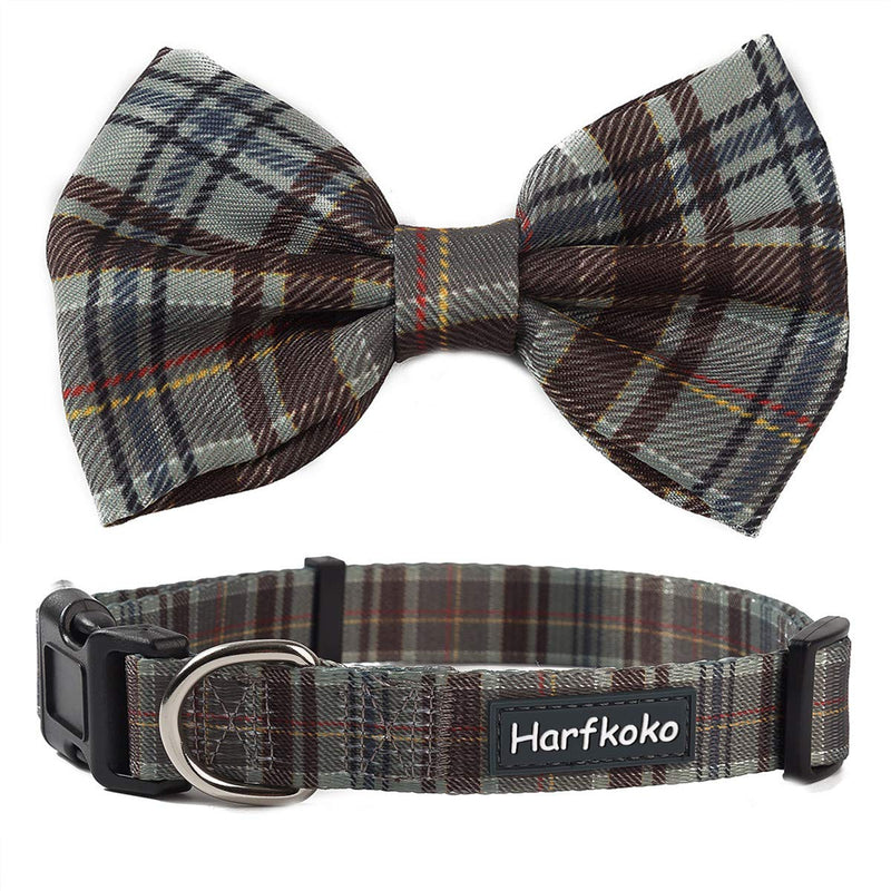 Pet Heroic Pet Dog Cat Collar with Grid Bow tie, Adjustable Plaid Pet Dogs Cats Comfortable Durable Bowtie Collars for Small Medium Large Dogs Cats in 3 Styles Coffee-plaid S - PawsPlanet Australia