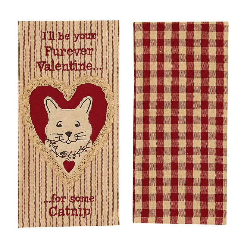 [Australia] - Park Designs Pet Love Embroidered Appliqued Dishtowel Set of Two Catnip 