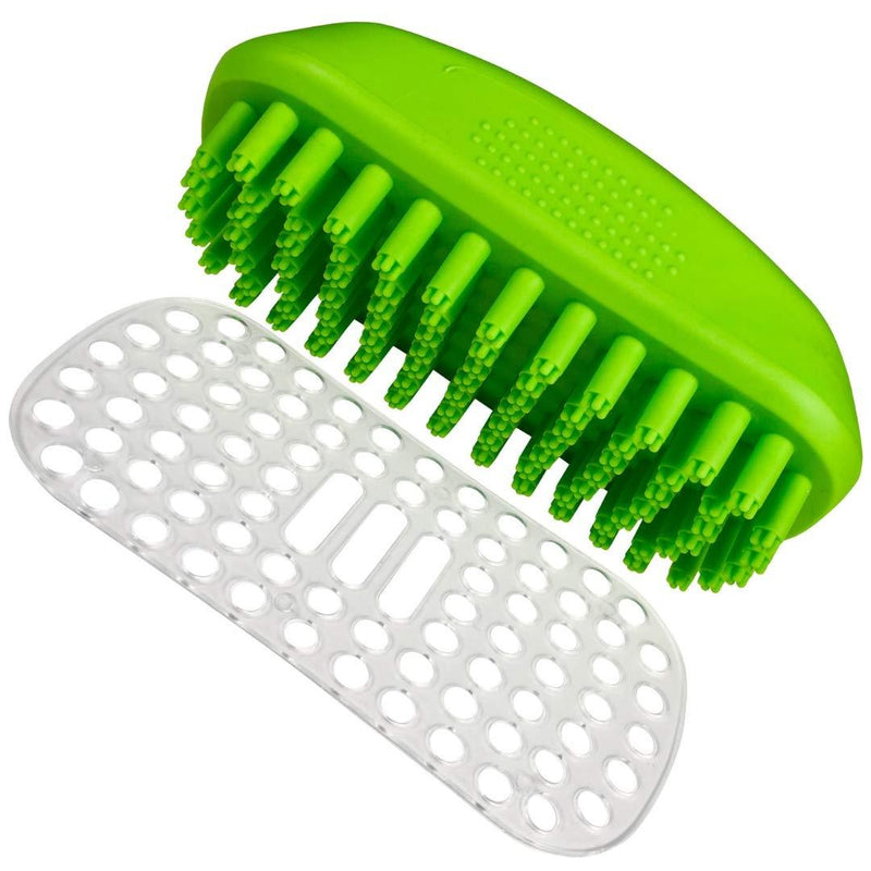 [Australia] - TANK AND SHERMAN Dog Shampoo Rubber Brush – Easy to Clean Dog Bath Brush with Fur Catching Screen – Soft 4 Point Bristle Cat and Dog Brush – Enjoy Dog Bathing and Dog Grooming Once Again 