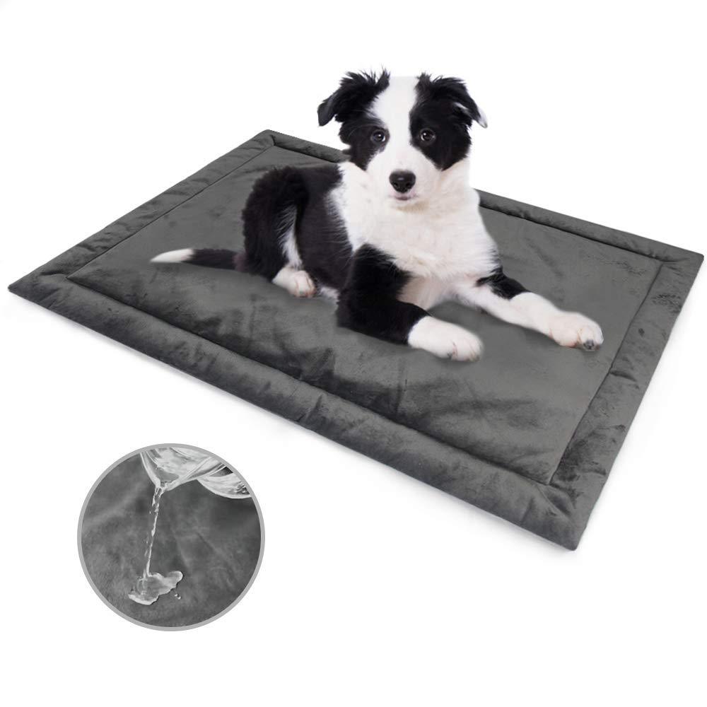 Allisandro Water-Proof Dog Bed, Washable Mat Crate Pad, Durable Pet Beds Soft Dog Mattress, Anti-Slip Kennel Pads for Dogs, Cats and Small Animal, Grey 31.4 x 23.6" - PawsPlanet Australia