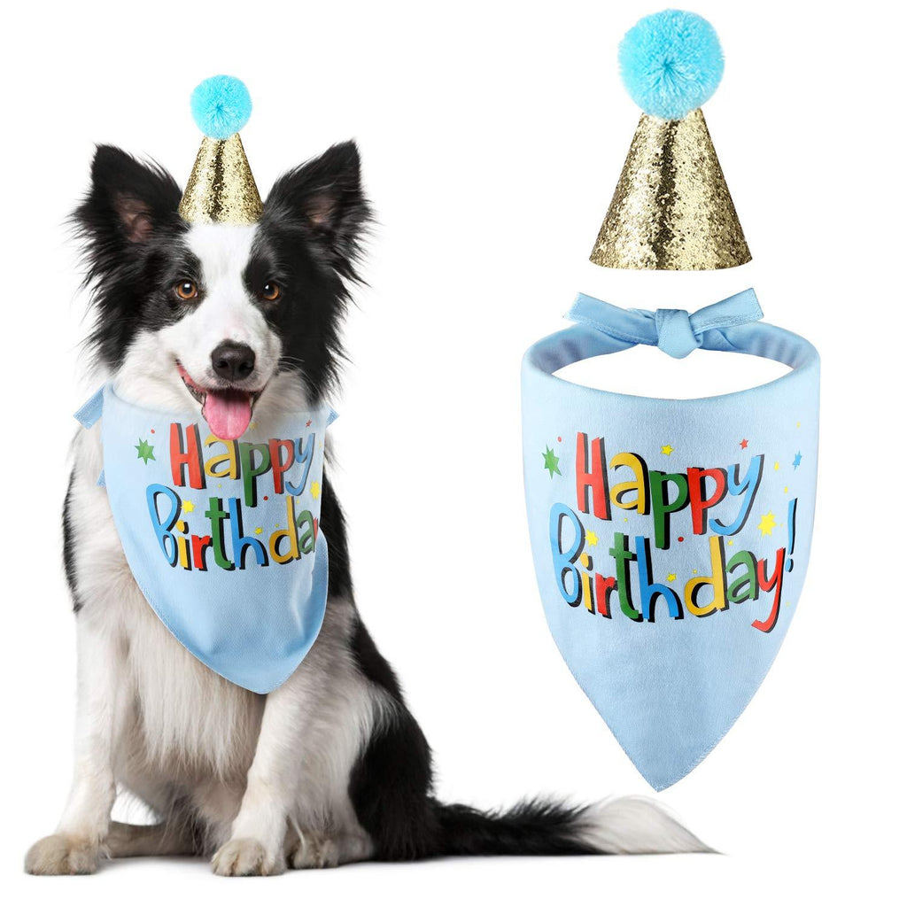 Blaoicni Dog Birthday Bandana Hat Scarf Party Supplies blue-boy - PawsPlanet Australia