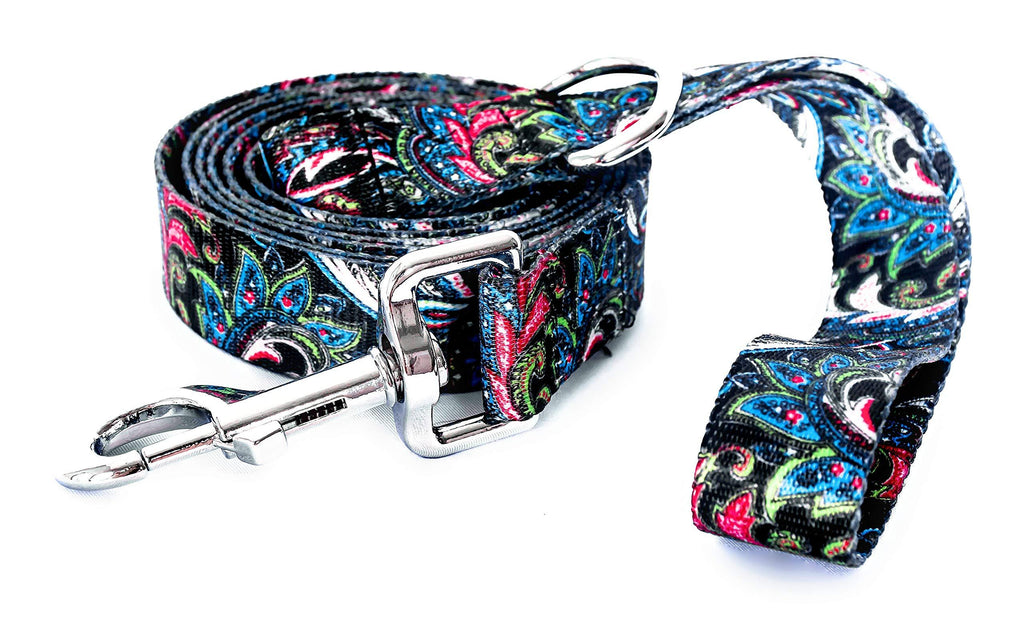 [Australia] - Alpha Lifestyle Pets Dog Leash/Lead, 6 Foot Length, Teal Paisley Pattern with Matching Collar Sold Separate 