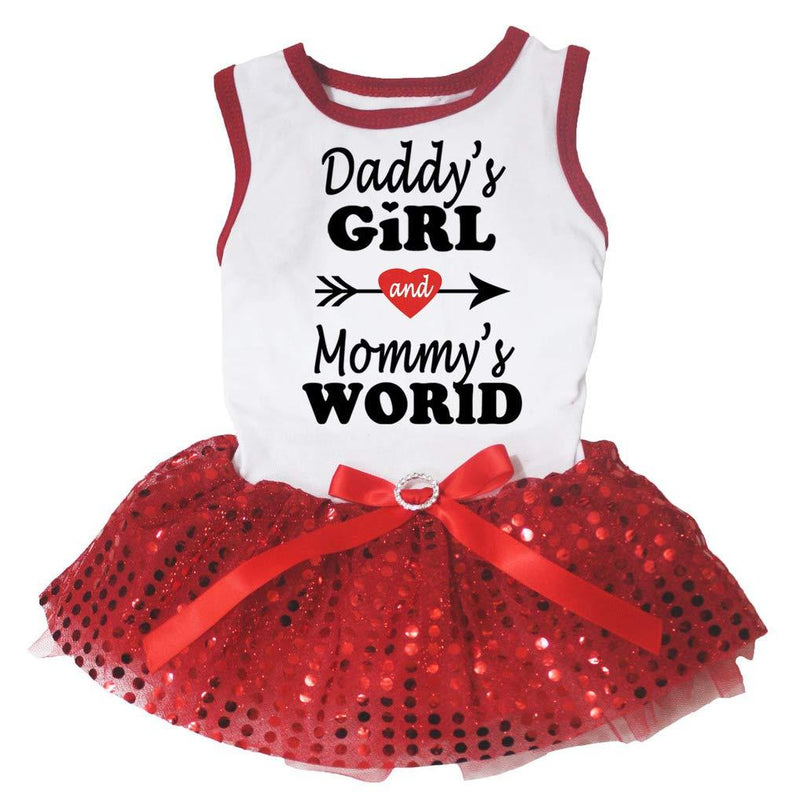 [Australia] - Petitebella Daddy's Girl and Mommy's World Puppy Dog Dress X-Small Red Sequins Tutu 