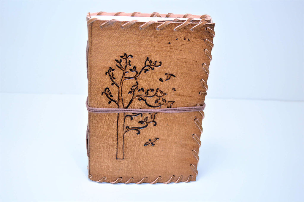 [Australia] - Genuine Leather Bound Journals 5"x7" Tree N Bird - Anitque 