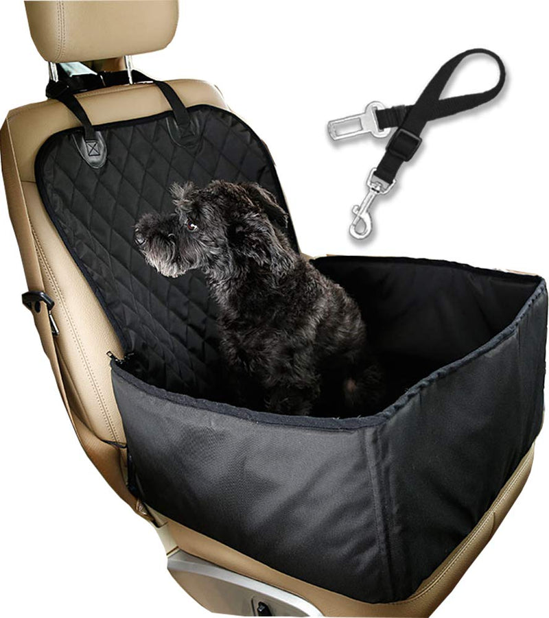 [Australia] - Flow.month Dog car seat Dog Safety seat Pet Front Seat Cover Pet Booster Seat,Deluxe 2 in 1 Dog Seat Cover for Cars Waterproof Dog Front Seat Cover Pet Bucket Seat Cover with Safety Belt BLACK 