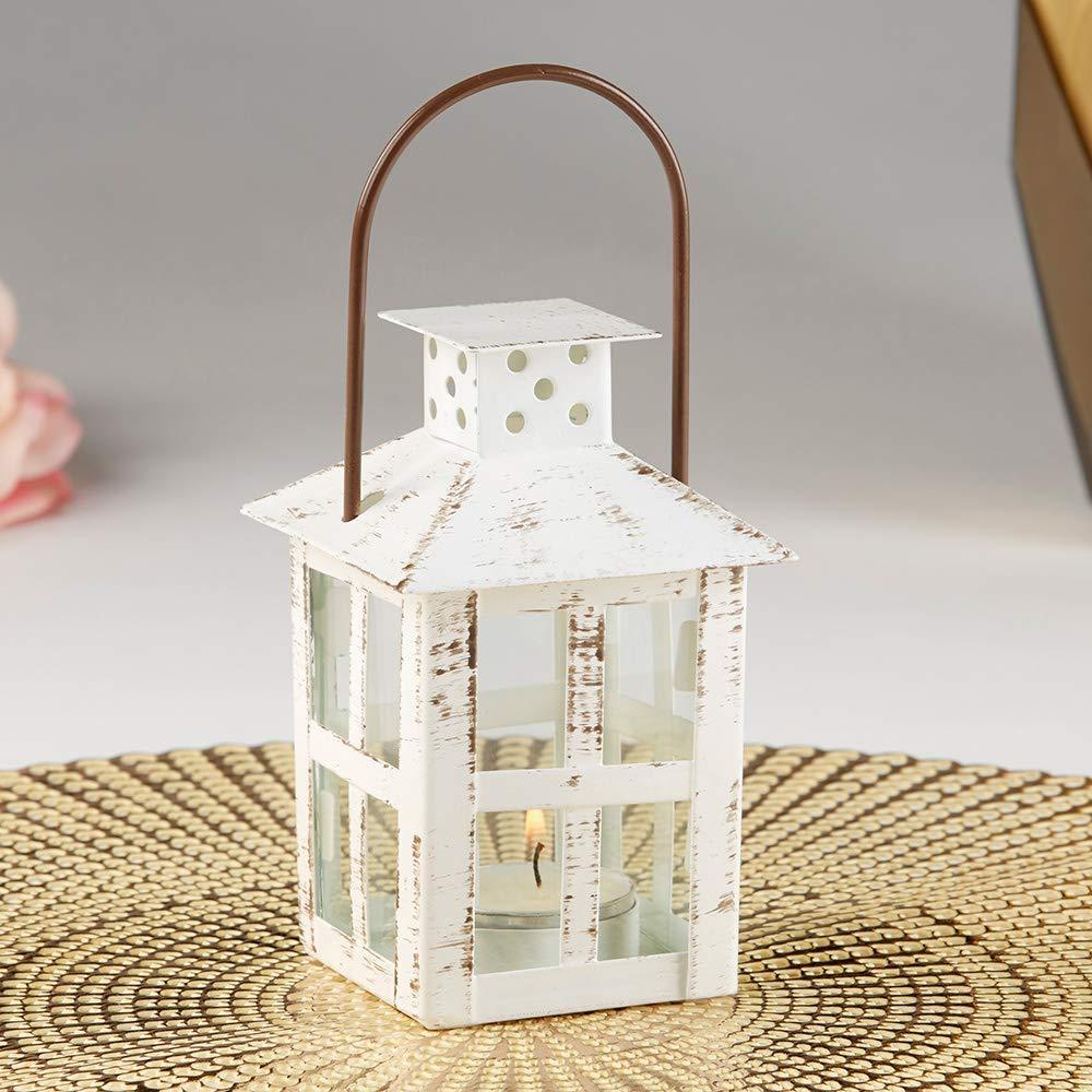 Kate Aspen White Lantern, 5 Inch Vintage White Distressed Lantern - Small - PawsPlanet Australia