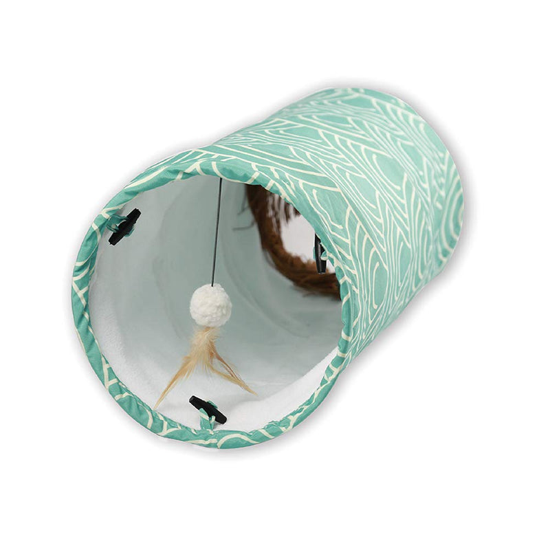 Petest Collapsible Cat Tunnel Pet Play Tube Crinkle Tunnel with Cat Toys 22 inch Blue - PawsPlanet Australia