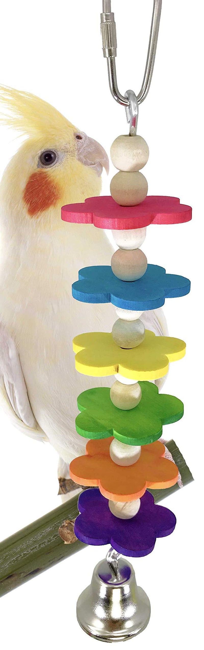 [Australia] - Bonka Bird Toys Small Ball Daisy Bird Toy Parrot Wood Blocks cage Rope Leather chew Forage Perch Swing Parakeet Conure Cockatiel Rainbow Ladder Bridge Playground Gym Supplies Small Daisy 