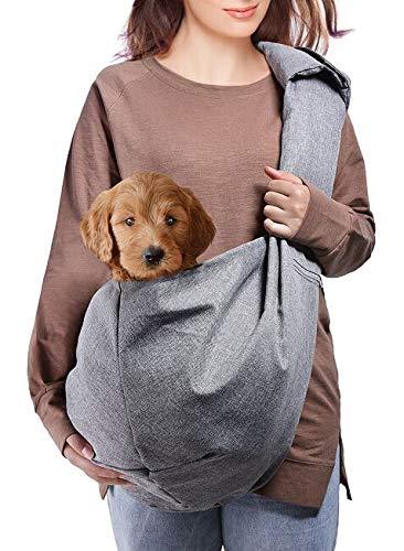 [Australia] - Dog Sling Carrier, Lightweight Pet Purse with Adjustable Quilted Shoulder Strap and Zippered Pocket for small and medium dogs (10lbs-20lb) 