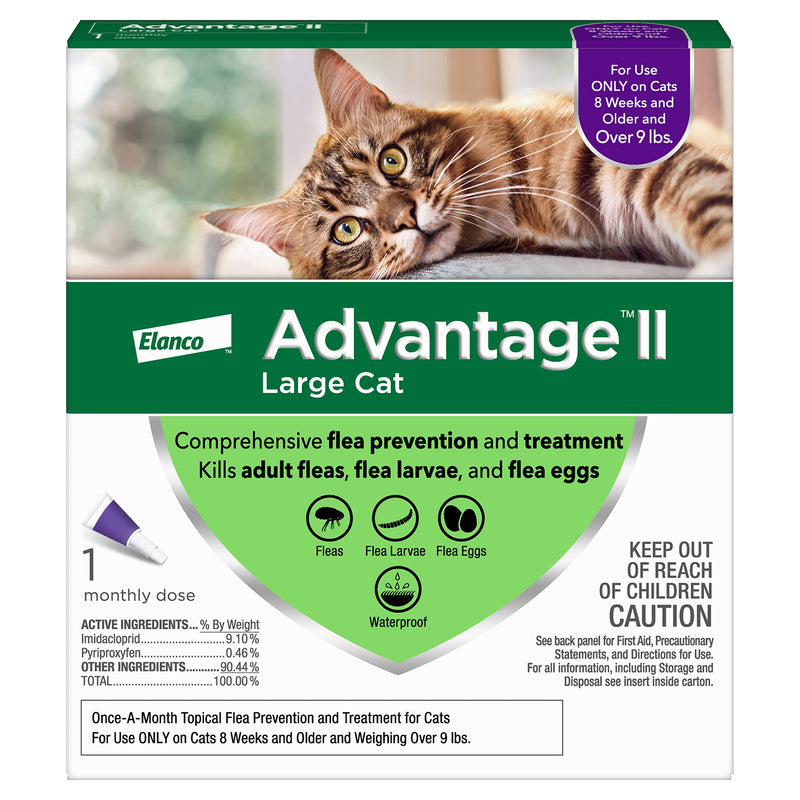 Advantage II Flea Prevention and Treatment for Large Cats, Over 9 Pounds 1-Pack Large Cat Only - PawsPlanet Australia