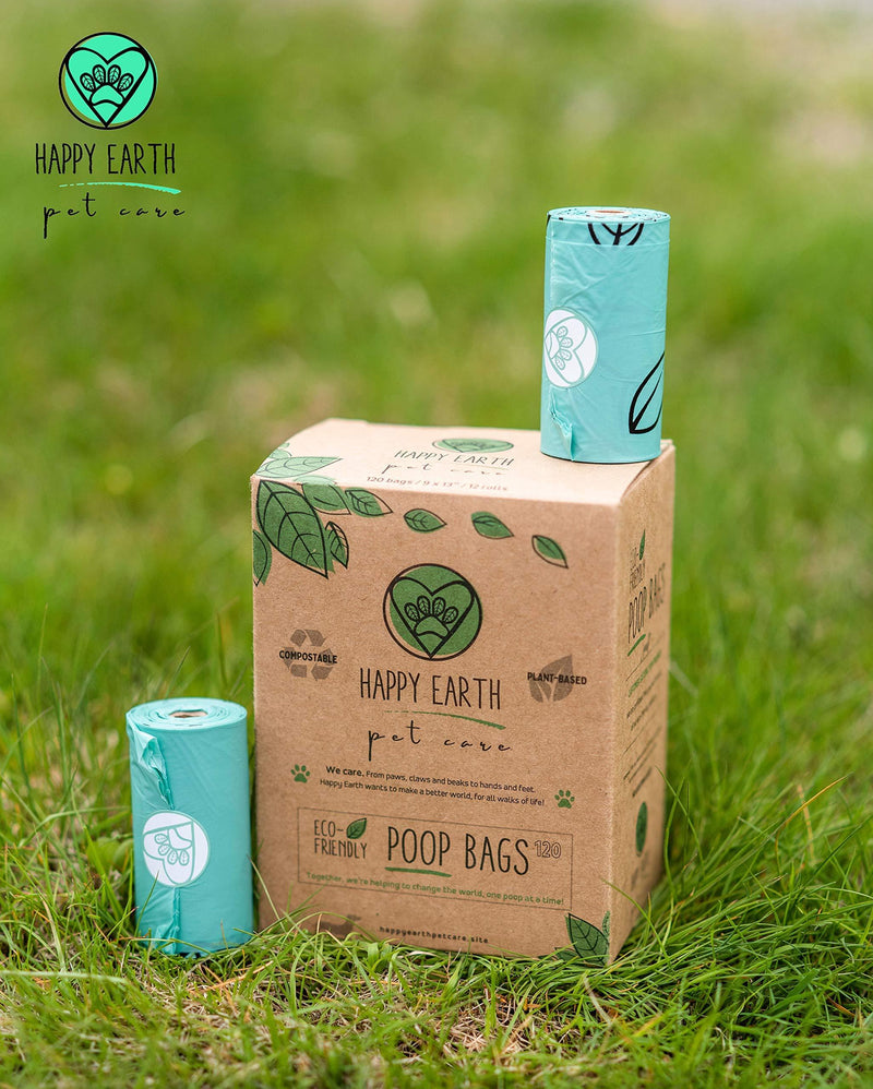 [Australia] - Happy Earth Pet Care | 100% Biodegradable Dog Poop Bags | ECO-Friendly | Plant-Based | Leak-Proof | Recyclable Packaging | 8.5 x 13 inches | Supports Planet & Animal Welfare 