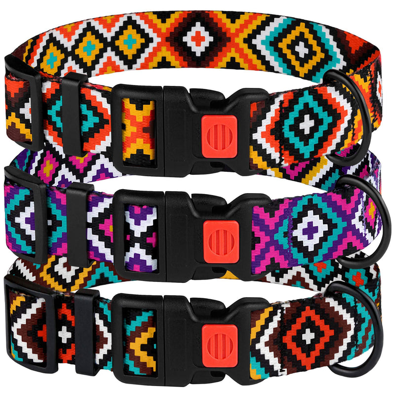 [Australia] - CollarDirect Aztec Dog Collar Adjustable Nylon Tribal Pattern Geometric Pet Collars for Dogs Small Medium Large Puppy Aztec Sunset Neck Fit 10"-13" 