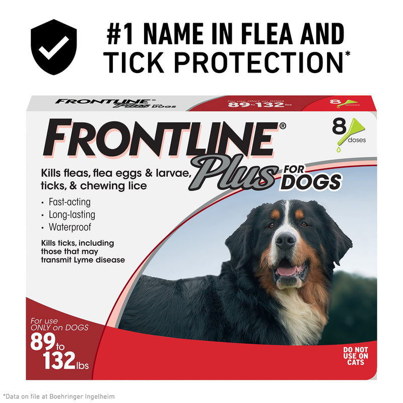 FRONTLINE Plus Flea and Tick Treatment for Dogs (Extra Large Dog, 89-132 Pounds, 8 Doses) - PawsPlanet Australia