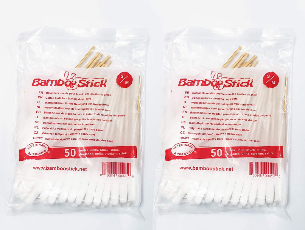 H3D BambooStick Single Pack Cotton Buds 100 Pack Small/Medium - PawsPlanet Australia