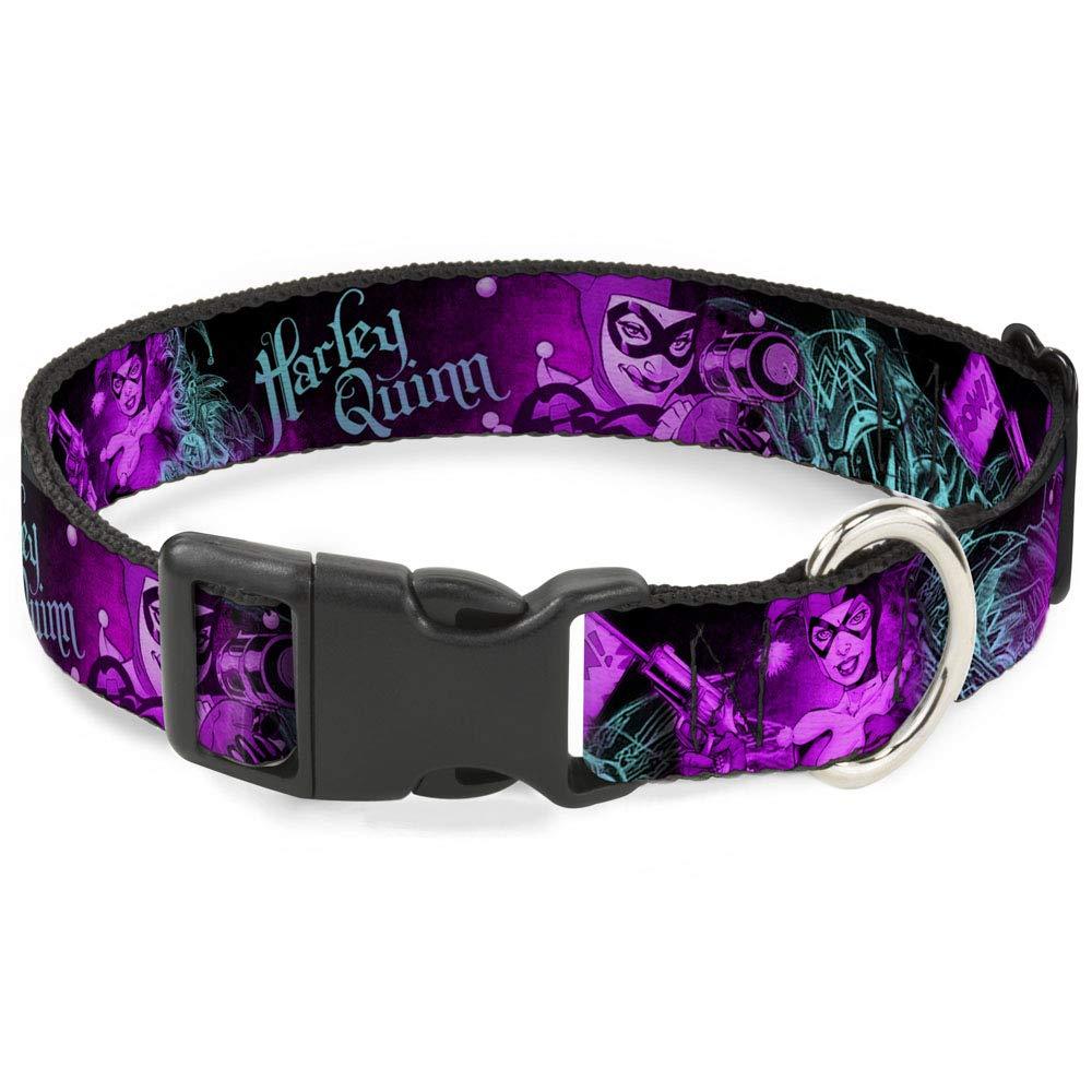 [Australia] - Cat Collar Breakaway Harley Quinn Pow Aiming Poses Joker Black Turquoise Fuchsia 8 to 12 Inches 0.5 Inch Wide 