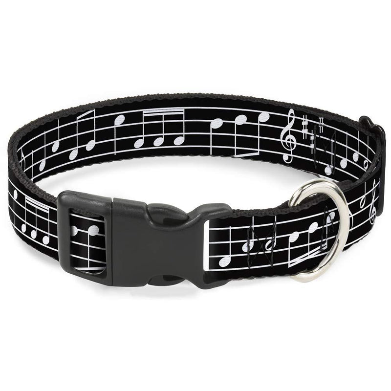 [Australia] - Cat Collar Breakaway Music Notes Black White 8 to 12 Inches 0.5 Inch Wide 